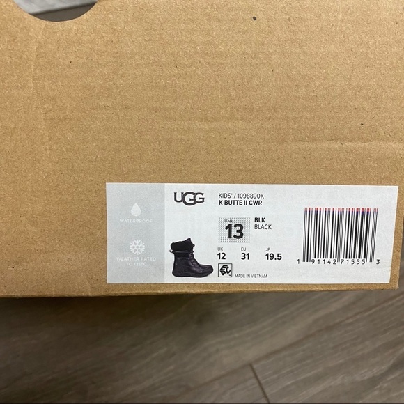 UGG | Kids Butte II CWR Snow Boots Black Size 13 - Picture 8 of 9